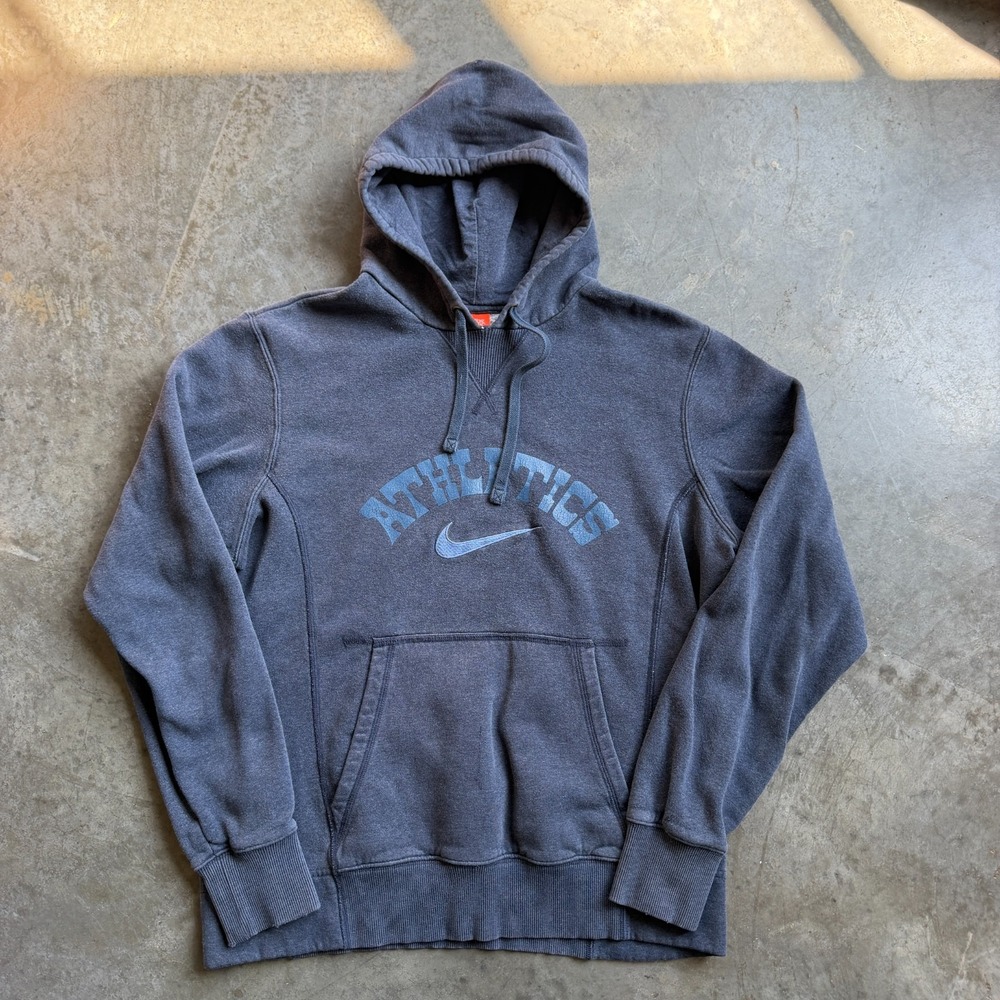 Nike Y2K Faded Center Swoosh Spellout Hoodie Sweatshirt Mens Large (22x25)